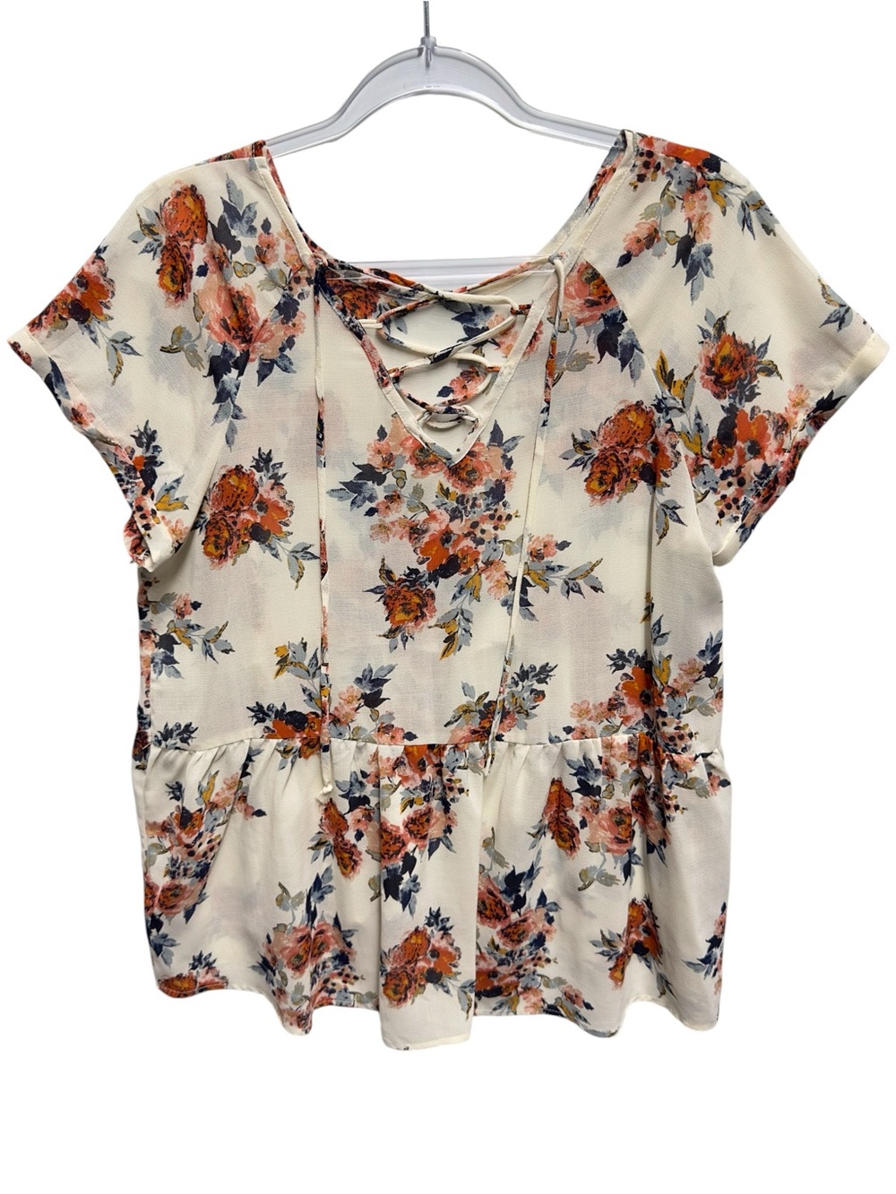 Chiffon Knit Babydoll Toile Ditsy Floral Bouquet Vines Sheer Blouse Top
